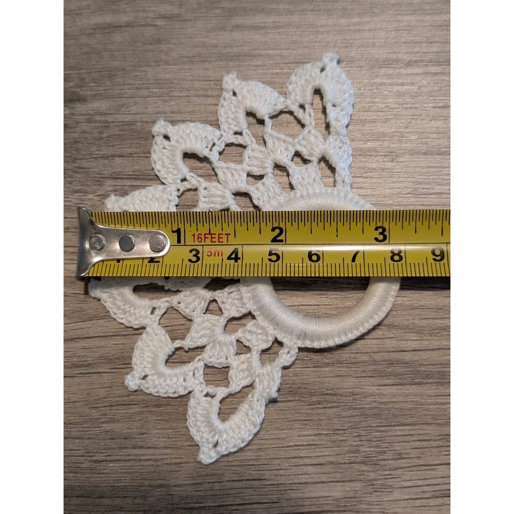 Vintage White Crochet Napkin Rings Set of 12 Boho‎ Lace Fan Pattern Table Decor